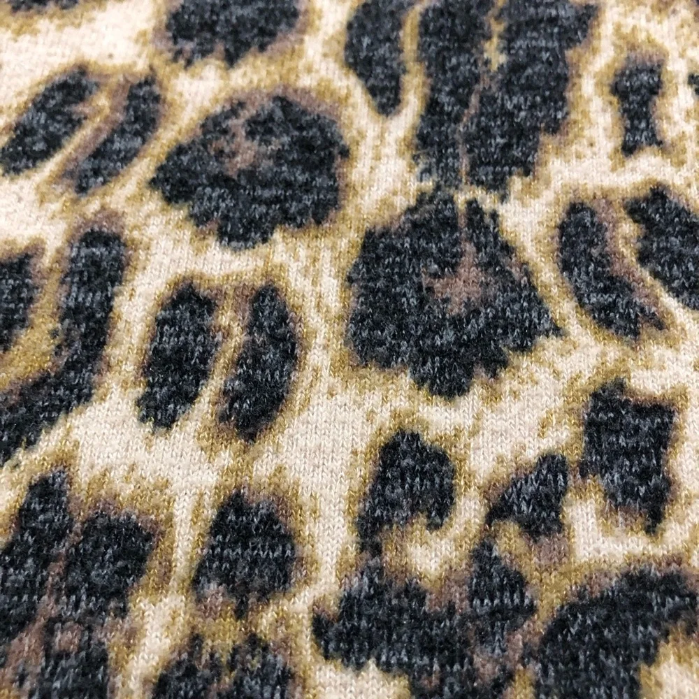 Zara Trafaluc (TRF) Womens 3/4 Sleeve Faded Leopard Print Brown Black Top L - Picture 8 of 9